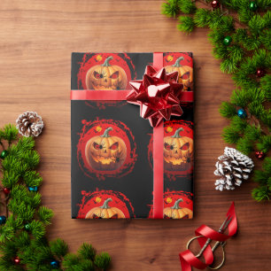 Papel De Presente abóbora de halloween morcegos aranhas assustadoras