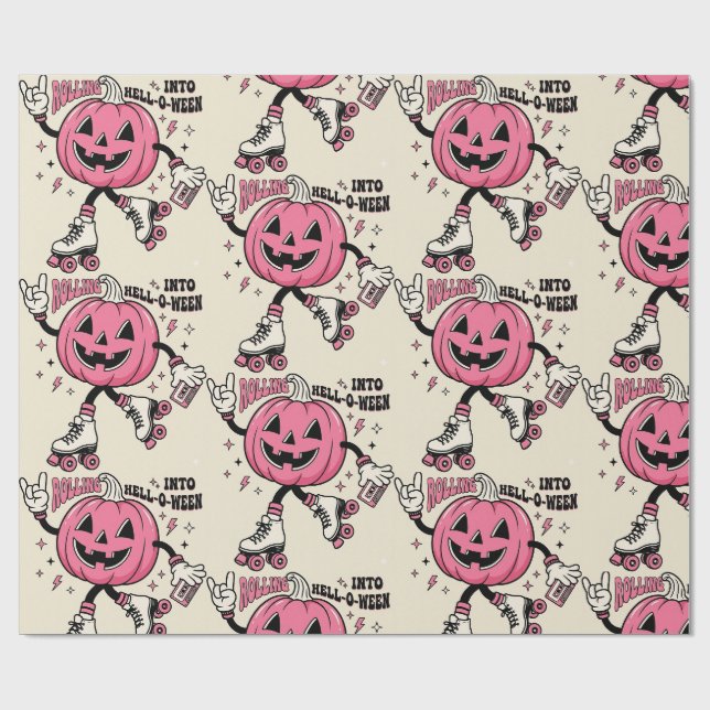 Papel De Presente abóbora de halloween retrô (Aberto)