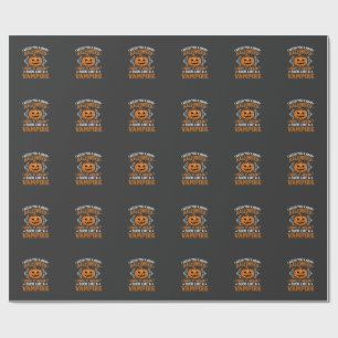 Papel De Presente Abóbora de Vampiro de Halloween Engraçado