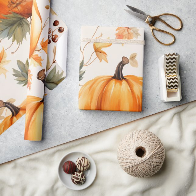 Papel De Presente Abóbora Laranja está a Caminho Chás de Bebê de Out (Artesanato)