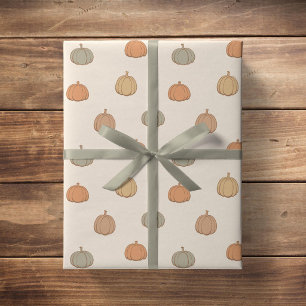 Papel De Presente Abóbora Neutra Boho Bege Halloween Outono Silencia