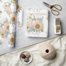 Papel De Presente Abóbora pastel e personalizado floral boho