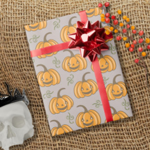 Papel De Presente Abóboras bonitas Patterno Halloween