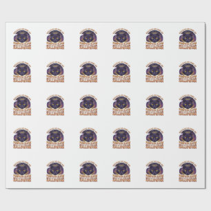 Papel De Presente Abóboras Brilham Halloween Gato Preto Folhas Caind
