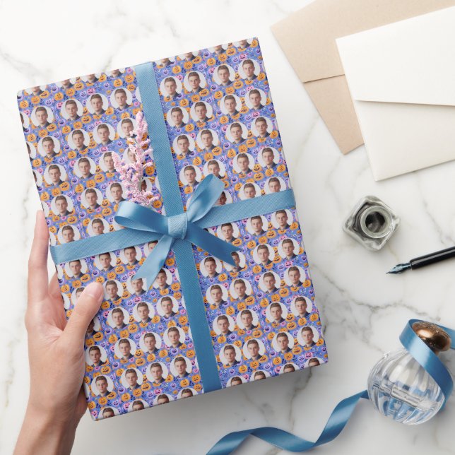 Papel De Presente Abóboras com Rostos Personalizados Sorridente Esta (Presentear)