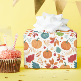 Papel De Presente Abóboras e folhas coloridas do Halloween