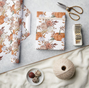 Papel De Presente Abóboras e Rosas