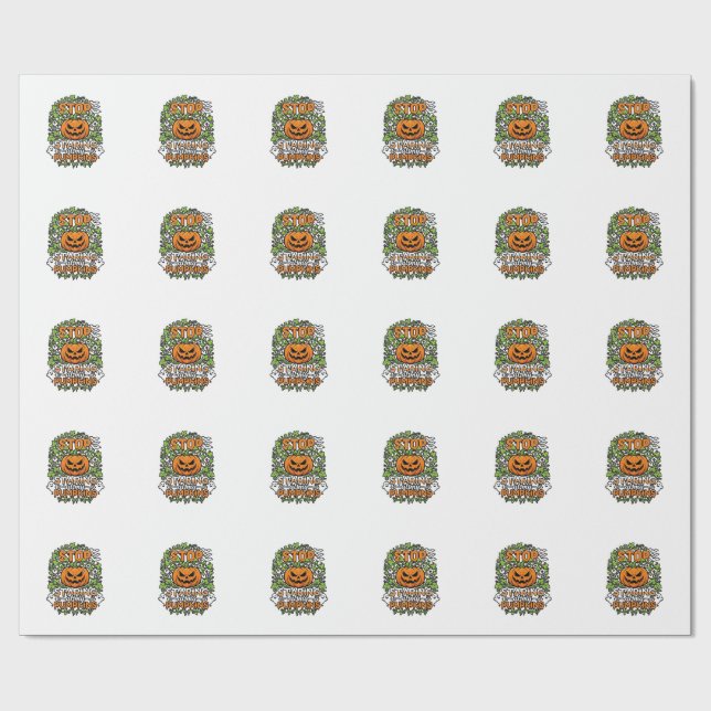 Papel De Presente Aboboras Olhando Halloween Fantasmas Morcegos_1 (Aberto)