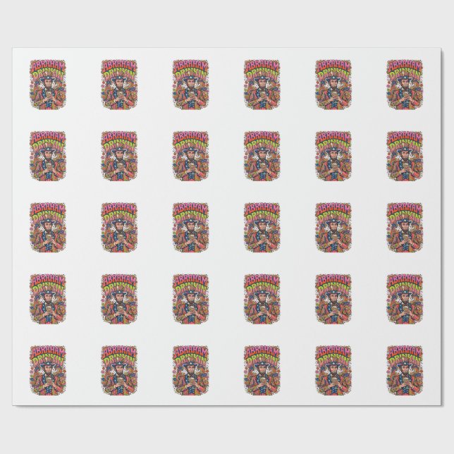Papel De Presente Abraão Patriótico Bebendo Retro (Aberto)