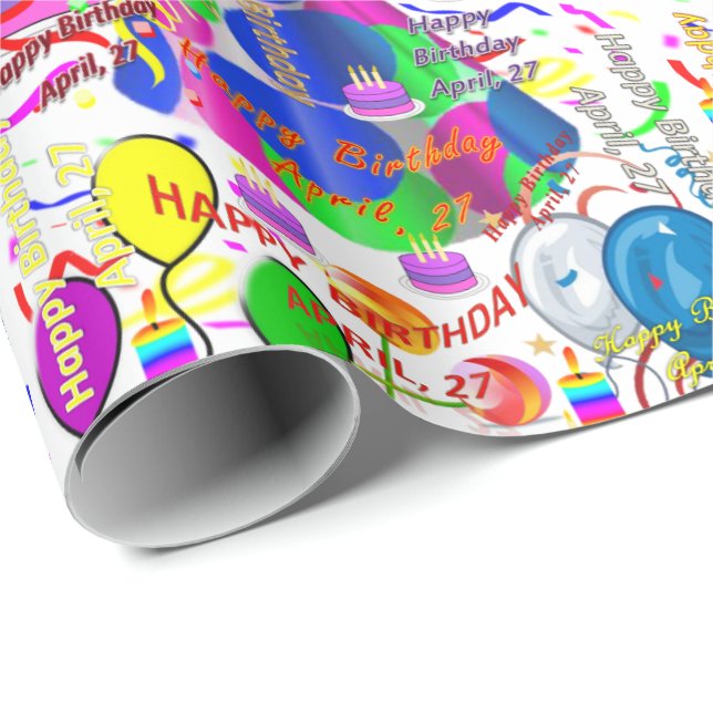 Papel De Presente Abril, 27 de Aniversário (Ponta do rolo)