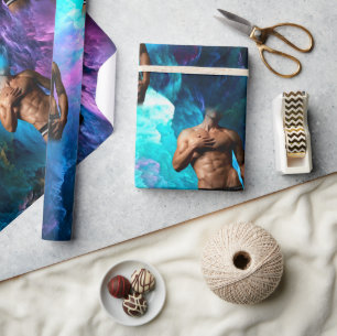 Papel De Presente Abst azul púrpura do Homem de SlipperyJoe