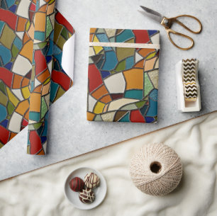 Papel De Presente Abstração do Mosaico de Vidro Colorido