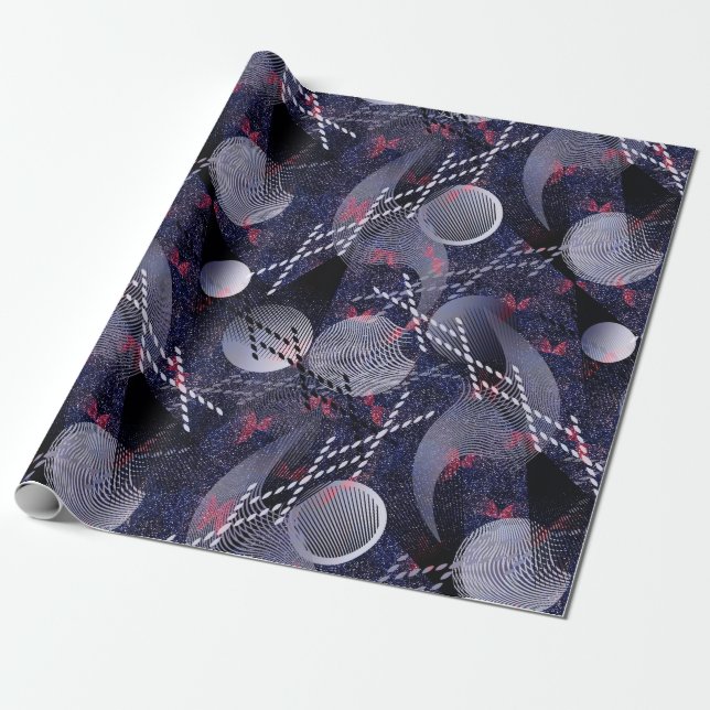 Papel De Presente Abstração geométrica azul e vermelha. (Desenrolado)