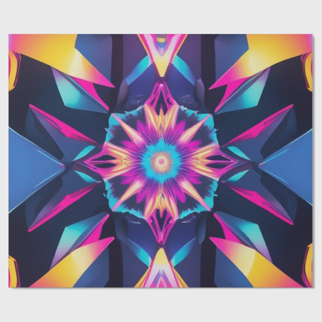 Papel De Presente Abstração Geométrica do Neon (Aberto)