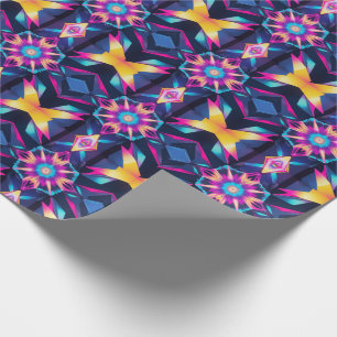 Papel De Presente Abstração Geométrica Neon