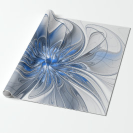 Papel De Presente Abstract Blue Gray Watercolor Fractal Art Flower
