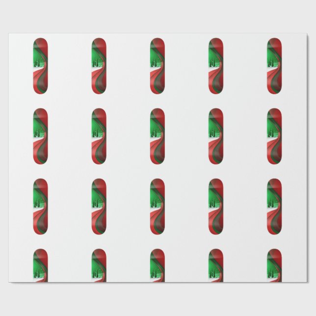 Papel De Presente Abstract Christmas Skateboard Art | Modern Holiday (Aberto)