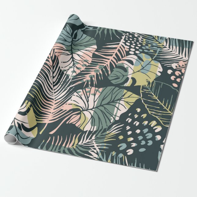 Papel De Presente Abstract creative seamless pattern with tropical p (Desenrolado)