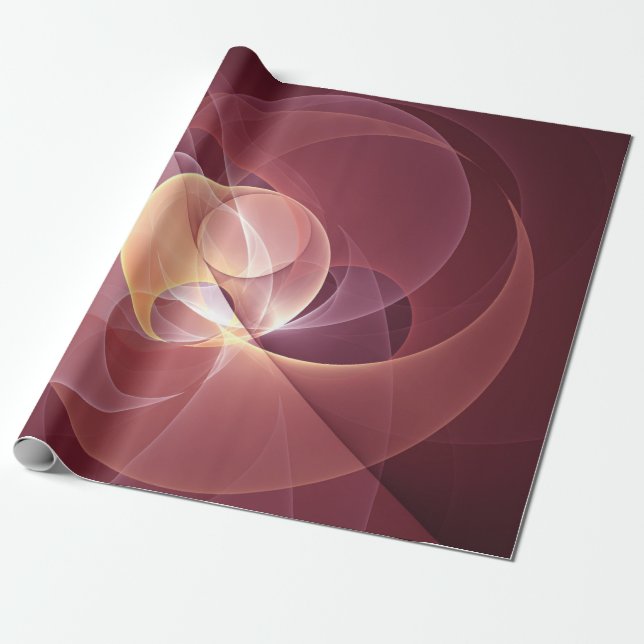 Papel De Presente Abstract Elegant Modern Wine Red Fractal Art (Desenrolado)