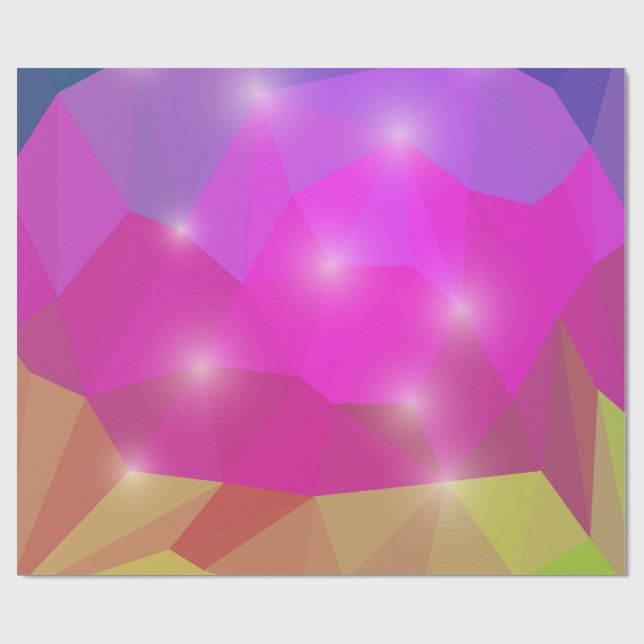 Papel De Presente Abstract Geometric Crystal Mosaic in Pink (Aberto)