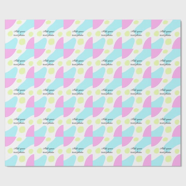 Papel De Presente Abstract geometric shapes pastel add name photo ba (Aberto)