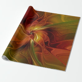 Papel De Presente Abstract Red Orange Brown Green Fractal Art Flower