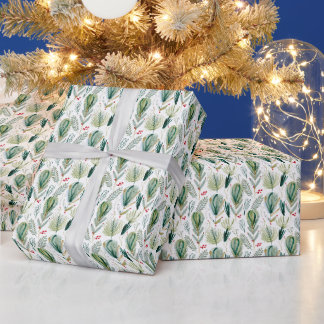 Papel De Presente Abstract Scandinavian Christmas Foliage Sage Green