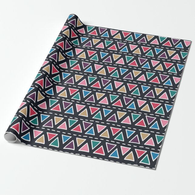 Papel De Presente Abstract seamless hand drawn tribal pattern in tre (Desenrolado)