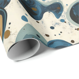 Papel De Presente Abstract Swirl Pattern in Earthy Blues for Dad