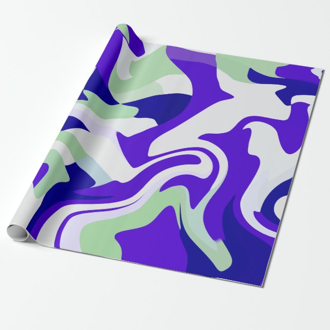 Papel De Presente Abstract Swirling Pattern in Cool Tones (Desenrolado)
