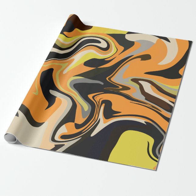 Papel De Presente Abstract Swirling Pattern in Earthy Tones (Desenrolado)