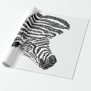 Papel De Presente Abstract Zebra Canvas Black White
