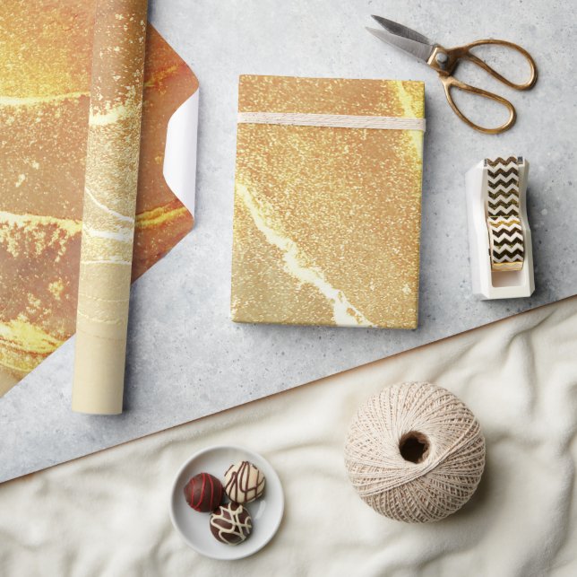 Papel De Presente Abstrato Amarelo Dourado bege (Artesanato)