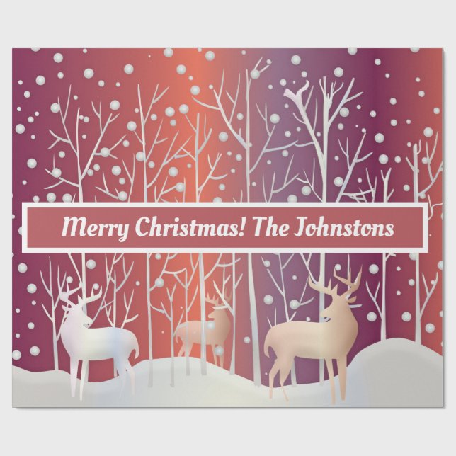 Papel De Presente Abstrato, árvores e neve (Aberto)