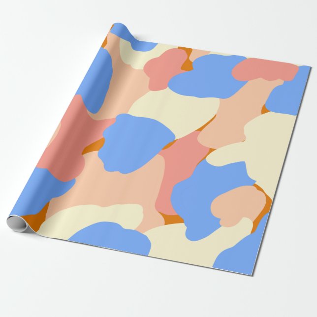 Papel De Presente Abstrato Azul-Cor-de-rosa-amarelo-escuro moderno (Desenrolado)