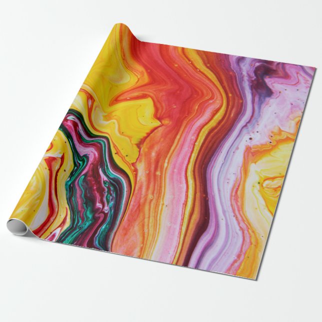 Papel De Presente Abstrato belo oceano de aquarela (Desenrolado)