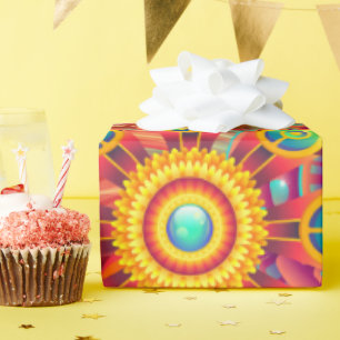 Papel De Presente Abstrato Boho do Padrão Retroativo Funky