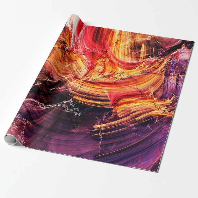 Papel De Presente Abstrato bonito, roxo, vermelho e amarelo, c (Desenrolado)