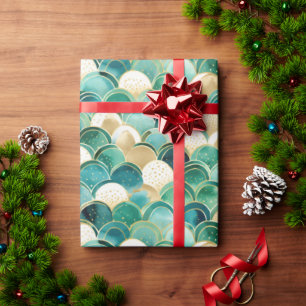 Papel De Presente Abstrato branco Dourado verde