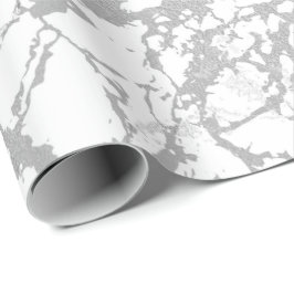 Papel De Presente Abstrato Cinza branca Marble Silver Carrara Shiny