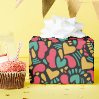 Papel De Presente Abstrato colorido forma corações cor-de-rosa