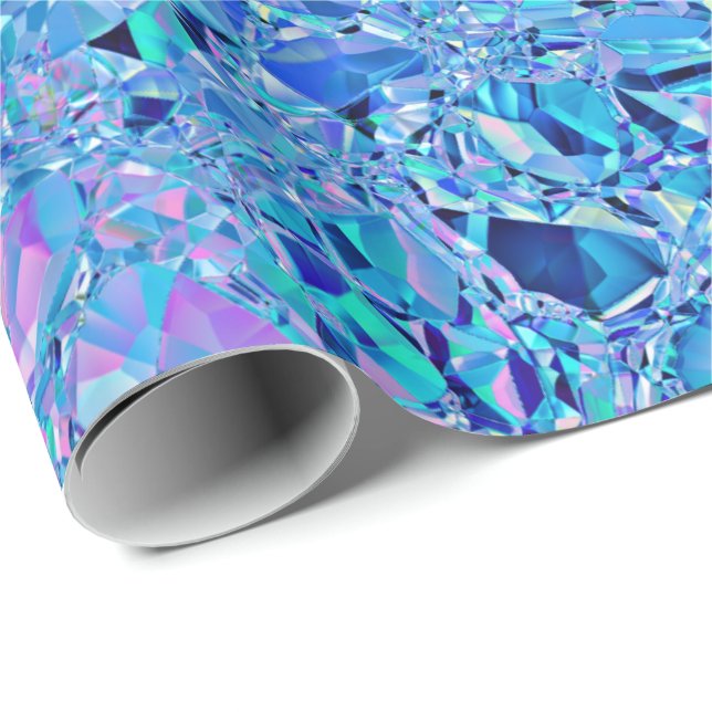 Papel De Presente Abstrato Crystal Turquoise e Blue (Ponta do rolo)