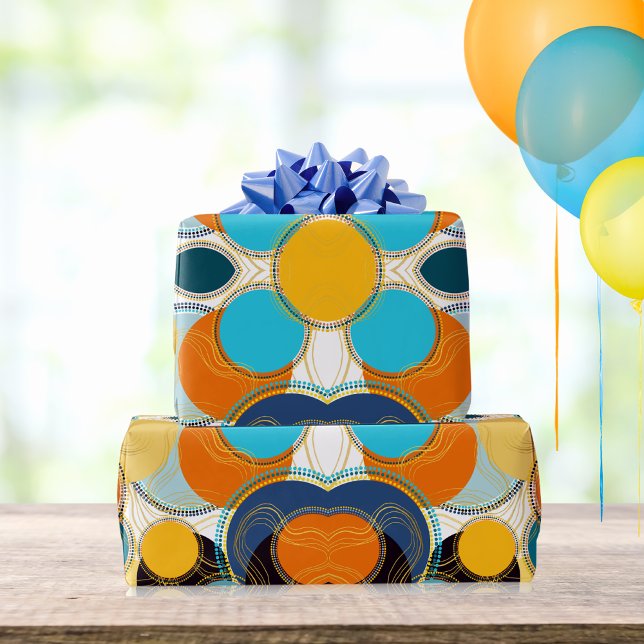 Papel De Presente Abstrato de Diversão Geométrica Retroativa Moderna (Criador carregado)