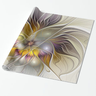 Papel De Presente Abstrato de Fantasia Colorida Flor Moderno Fractal