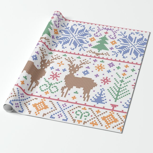 Papel De Presente Abstrato de inverno da Árvore de Natal (Desenrolado)