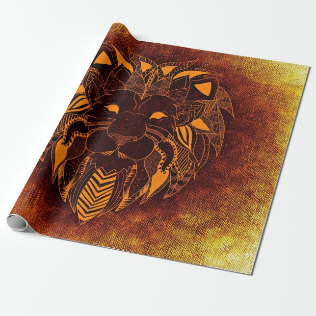 Papel De Presente Abstrato de leão (Desenrolado)