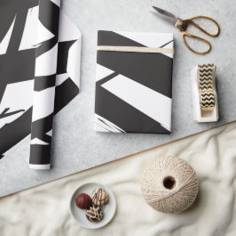 Papel De Presente Abstrato de linha de arte branca e negra