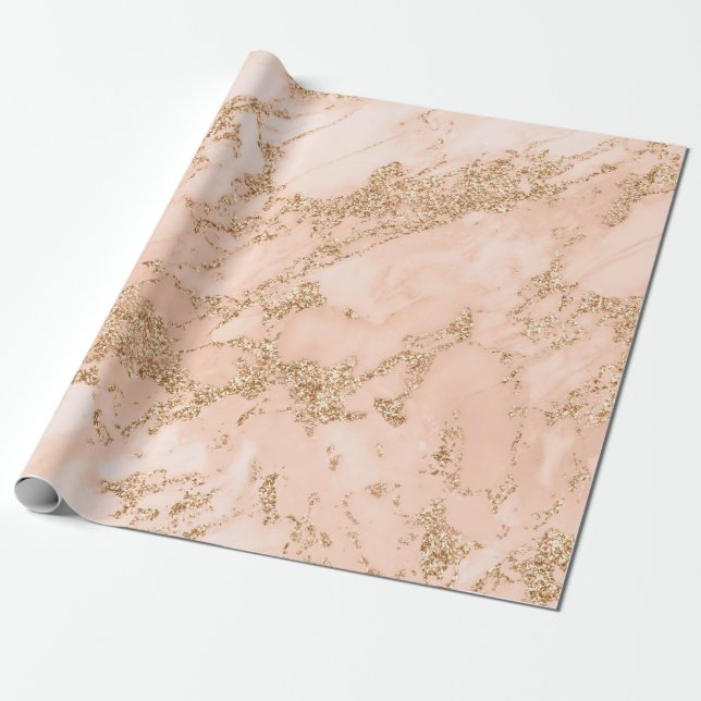Papel De Presente abstrato de mármore Rosa dourado (Desenrolado)