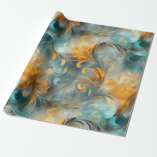 Papel De Presente Abstrato de Paisley Metálico Russo - Inspirado na