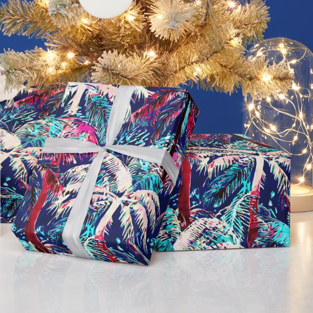 Papel De Presente Abstrato de palmeira tropical moderna (Feriados)